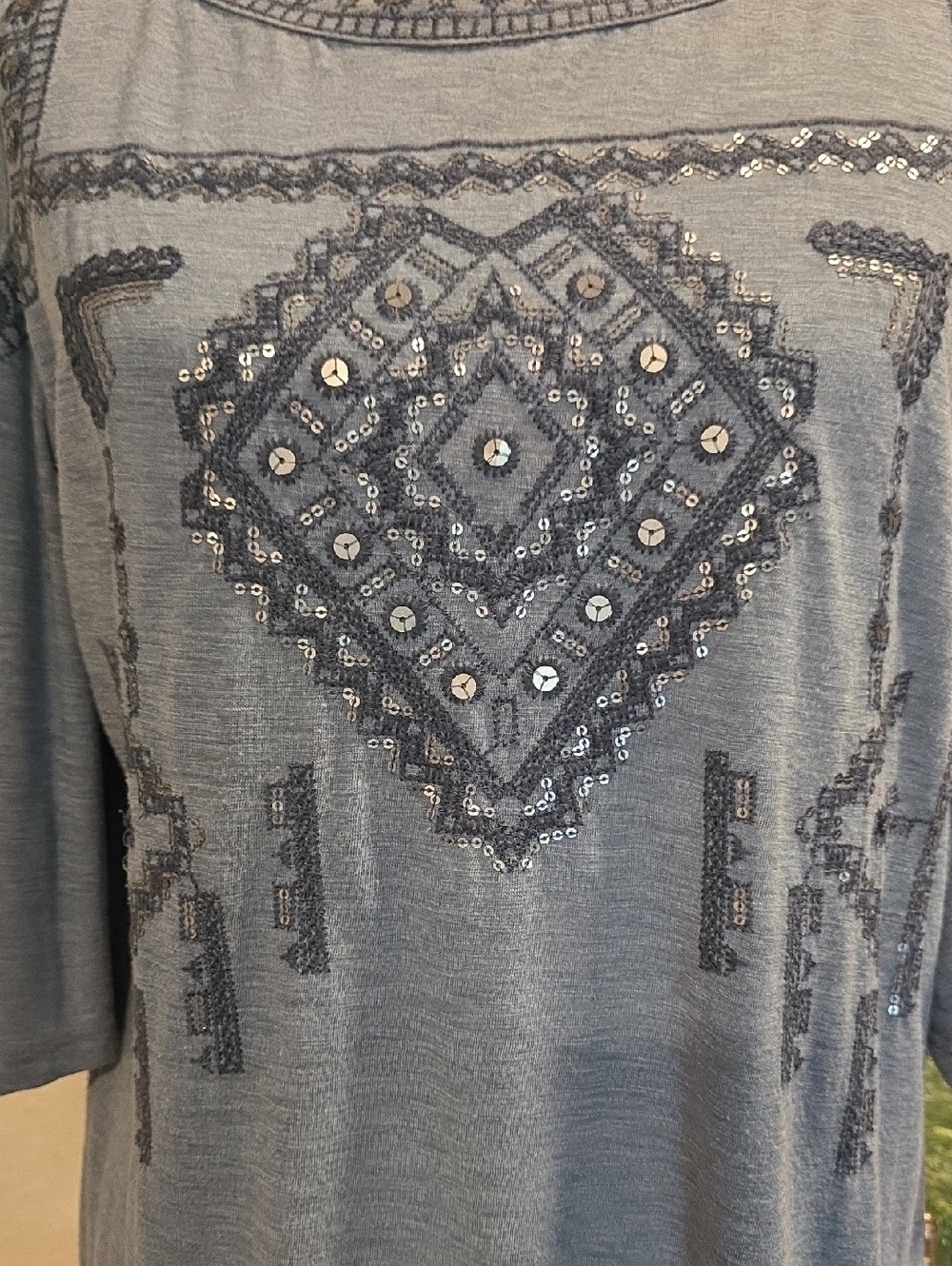 Denim Blue Cold Shoulder Tee/Tunic - Picture 2 of 8
